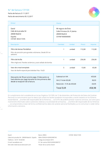 Las plantillas de factura de Debitoor son ideales para hacer facturas profesionales y enviárselas a tus clientes.